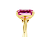 Yellow gold Emerald Cut Pink Sapphire Solitaire Engagement Ring with Classic Band and Four-Prong Setting_29