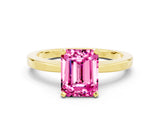 Yellow gold Emerald Cut Pink Sapphire Solitaire Engagement Ring with Classic Band and Four-Prong Setting_60
