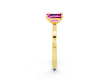 Yellow gold Emerald Cut Pink Sapphire Solitaire Engagement Ring with Classic Band and Four-Prong Setting_62