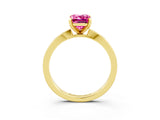 Yellow gold Emerald Cut Pink Sapphire Solitaire Engagement Ring with Classic Band and Four-Prong Setting_63