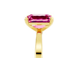 Yellow gold Emerald Cut Pink Sapphire Solitaire Engagement Ring with Classic Band and Four-Prong Setting_65
