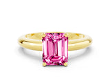Yellow gold Emerald Cut Pink Sapphire Solitaire Engagement Ring with Round Band and Four-Prong Setting_24