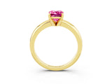 Yellow gold Emerald Cut Pink Sapphire Solitaire Engagement Ring with Round Band and Four-Prong Setting_27