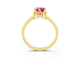 Yellow gold Emerald Cut Pink Sapphire Solitaire Ring with Flower Prong Setting and Classic Band_39