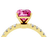 Yellow gold Emerald Cut Pink Sapphire Solitaire Ring with Pavé Accents and Four-Prong Setting_28