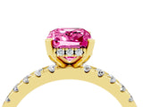 Yellow gold Emerald Cut Pink Sapphire Solitaire Ring with Round  Pavé Band and Four-Prong Setting_40