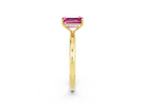 Yellow gold Emerald Cut Pink Sapphire Solitaire Ring with Thin Band and Four-Prong Setting_38