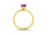 Yellow gold Emerald Cut Pink Sapphire Solitaire Ring with Thin Band and Four-Prong Setting_39
