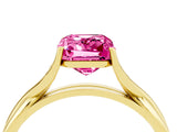 Yellow gold Emerald Cut Pink Sapphire Solitaire Twist Band Prong Setting Ring_100