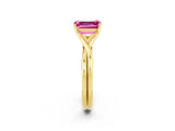 Yellow gold Emerald Cut Pink Sapphire Solitaire Twist Band Prong Setting Ring_98