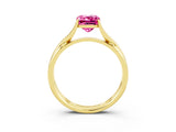 Yellow gold Emerald Cut Pink Sapphire Solitaire Twist Band Prong Setting Ring_99