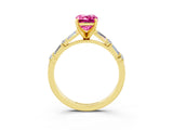 Yellow gold Emerald Cut Pink Sapphire Solitaire with Side Baguettes and Channel Set Band_27