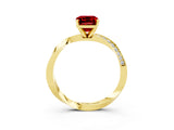 Yellow gold Emerald Cut Ruby Engagement Ring with Side Stone Accents and Four-Prong Setting_63