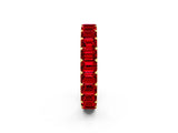 Yellow gold Emerald Cut Ruby Eternity Band with Shared Prong Setting_8