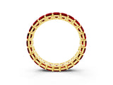 Yellow gold Emerald Cut Ruby Eternity Band with Shared Prong Setting_9