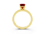 Yellow gold Emerald Cut Ruby Milgrain Pavé Engagement Ring with Four-Prong Setting_15