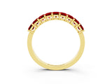 Yellow gold Emerald Cut Ruby Prong-Set Eternity Band_9