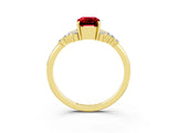 Yellow gold Emerald Cut Ruby Ring with Side Stones and Four-Prong Setting_39