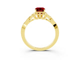 Yellow gold Emerald Cut Ruby Solitaire Celtic Knot Ring with Four-Prong Setting_15