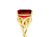Yellow gold Emerald Cut Ruby Solitaire Celtic Knot Ring with Four-Prong Setting_17