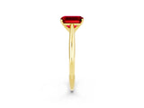 Yellow gold Emerald Cut Ruby Solitaire Engagement Ring with Cathedral Setting and Four-Prong Mount_26