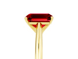 Yellow gold Emerald Cut Ruby Solitaire Engagement Ring with Cathedral Setting and Four-Prong Mount_29