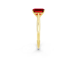 Yellow gold Emerald Cut Ruby Solitaire Engagement Ring with Cathedral Setting and Four-Prong Mount_32