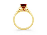 Yellow gold Emerald Cut Ruby Solitaire Engagement Ring with Cathedral Setting and Four-Prong Mount_33