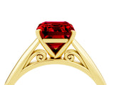 Yellow gold Emerald Cut Ruby Solitaire Engagement Ring with Cathedral Setting and Four-Prong Mount_34