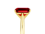 Yellow gold Emerald Cut Ruby Solitaire Engagement Ring with Cathedral Setting and Four-Prong Mount_35