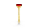 Yellow gold Emerald Cut Ruby Solitaire Engagement Ring with Cathedral Setting and Four-Prong Mount_74