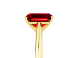 Yellow gold Emerald Cut Ruby Solitaire Engagement Ring with Cathedral Setting and Four-Prong Mount_77