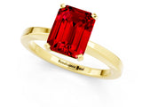 Yellow gold Emerald Cut Ruby Solitaire Engagement Ring with Classic Band and Four-Prong Setting_25