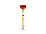 Yellow gold Emerald Cut Ruby Solitaire Engagement Ring with Classic Band and Four-Prong Setting_26