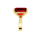 Yellow gold Emerald Cut Ruby Solitaire Engagement Ring with Classic Band and Four-Prong Setting_29