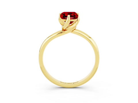 Yellow gold Emerald Cut Ruby Solitaire Engagement Ring with Four-Prong Setting and Classic Band_15