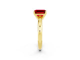 Yellow gold Emerald Cut Ruby Solitaire Engagement Ring with Round Band and Four-Prong Setting_2
