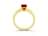 Yellow gold Emerald Cut Ruby Solitaire Engagement Ring with Round Band and Four-Prong Setting_3
