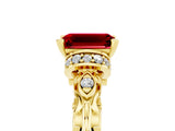 Yellow gold Emerald Cut Ruby Solitaire Ring with Filigree Band and Four-Prong Setting_29