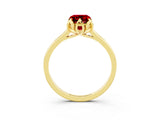Yellow gold Emerald Cut Ruby Solitaire Ring with Flower Prong Setting and Classic Band_39
