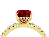 Yellow gold Emerald Cut Ruby Solitaire Ring with Round  Pavé Band and Four-Prong Setting_40
