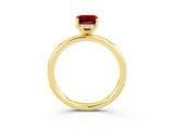 Yellow gold Emerald Cut Ruby Solitaire Ring with Thin Band and Four-Prong Setting_15