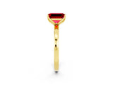 Yellow gold Emerald Cut Ruby Solitaire Ring with Thin Band and Prong Setting_14