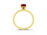 Yellow gold Emerald Cut Ruby Solitaire Ring with Thin Band and Prong Setting_15