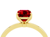 Yellow gold Emerald Cut Ruby Solitaire Ring with Thin Band and Prong Setting_16