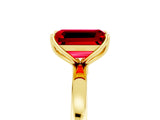 Yellow gold Emerald Cut Ruby Solitaire Ring with Thin Band and Prong Setting_17