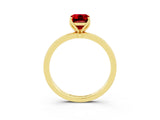 Yellow gold Emerald Cut Ruby Solitaire Ring with Thin Band and Prong Setting_27