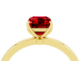 Yellow gold Emerald Cut Ruby Solitaire Ring with Thin Band and Prong Setting_28