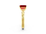 Yellow gold Emerald Cut Ruby Solitaire Twist Band Prong Setting Ring_38