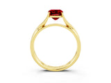 Yellow gold Emerald Cut Ruby Solitaire Twist Band Prong Setting Ring_39